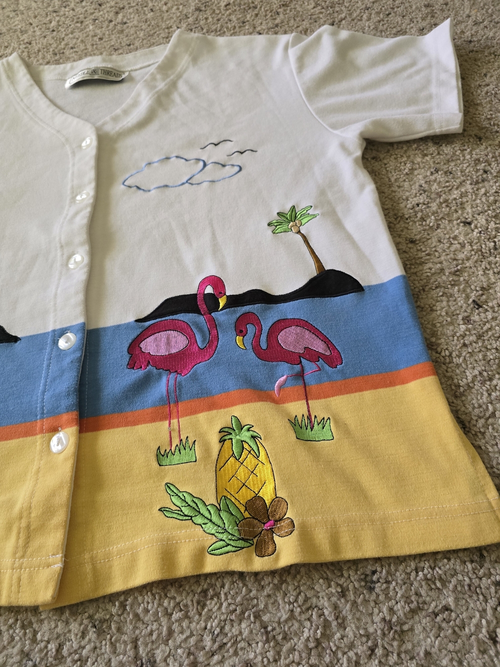 Needle & Thread White Flamingo Button-Front Top - Picture 7 of 9